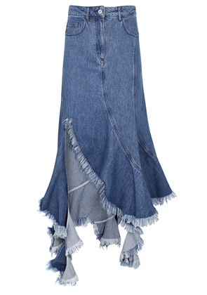 Marques' Almeida Swirl Denim Midi Skirt - Blue - 8 (UK8 / S)