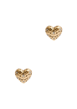 Coach Logo-engraved Heart Stud Earrings - Gold