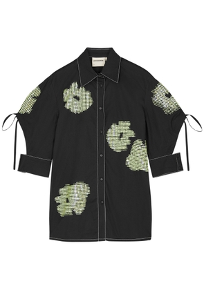 Lovebirds Sequin-embellished Cotton Shirt - Black - S (UK10-12)
