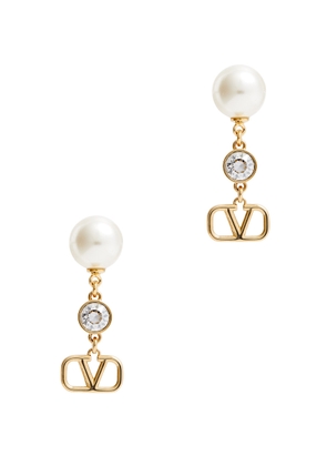 Valentino Garavani VLogo Embellished Drop Earrings - Gold