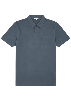 Sunspel Riviera Cotton-mesh Polo Shirt - Blue - XL