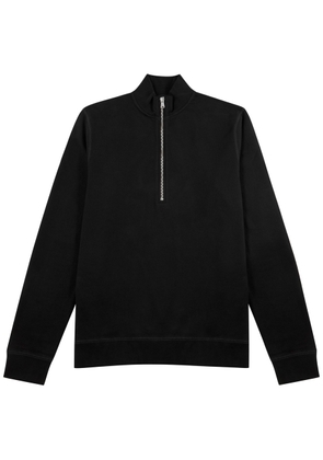 Sunspel Half-zip Cotton Sweatshirt - Black - M
