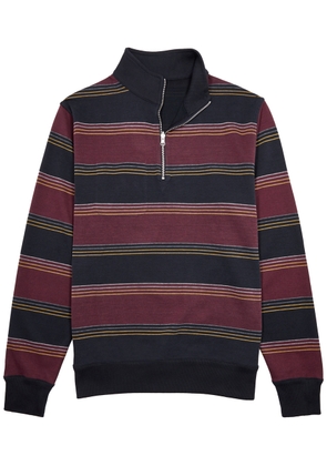 Oliver Spencer Reversible Striped Cotton-blend Half-zip Sweatshirt - Red - M