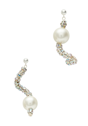 Pearl Octopuss. y Diamond Snakes Silver-plated Drop Earrings
