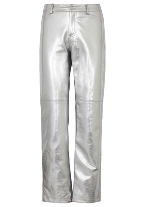 Jakke Cindy Metallic Faux Leather Trousers - Silver - S (UK8-10 / S)