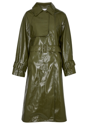Jakke Winona Patent Faux Leather Trench Coat - Green - S (UK8-10 / S)
