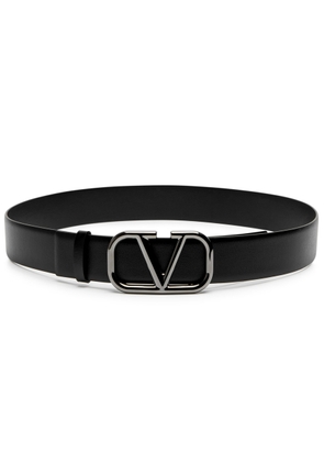 Valentino Garavani VLogo Leather Belt - Black