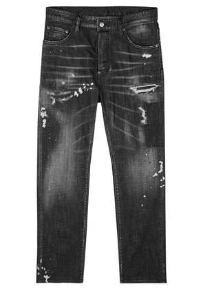 DSQUARED2 642 Distressed Slim-leg Jeans - Black - 48 (IT48 / M)