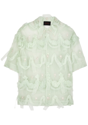 Simone Rocha Floral-embroidered Ruffled Tulle Shirt - Mint - M (UK12 / M)