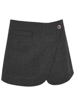 Coperni Pinstriped Stretch-wool Mini Wrap Skirt - Grey - 40 (UK12 / M)