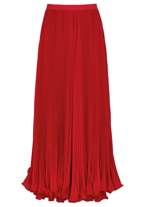 Balmain Plissé Maxi Skirt - Red - 40 (UK12 / M)