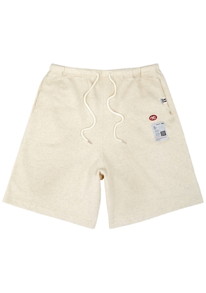 Maison mihara yasuhiro Logo Distressed Cotton Shorts - Off White - 46 (IT46 / S)