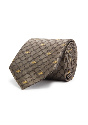 Gucci GG Bee-jacquard Silk tie - Brown