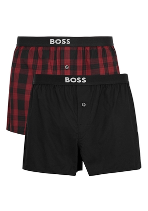 Boss Logo Cotton-poplin Boxer Shorts - set of two - Multicoloured - L