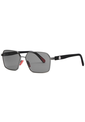 Moncler Montage Hexagon-frame Sunglasses - Grey Gunmetal