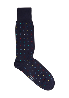 Paul Smith Ernest Letters Stretch-cotton Socks - Navy - One Size