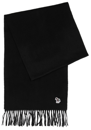 Paul Smith Logo-embroidered Wool Scarf - Black