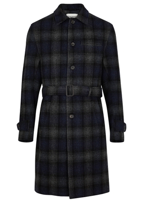 Oliver Spencer Grandpa Checked Wool Coat - Navy - M