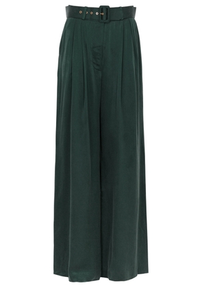 Zimmermann Tuck Wide-leg Silk-satin Trousers - Green - 2 (UK 12 / M)