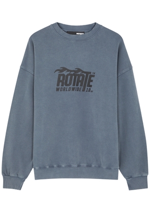 Rotate Sunday Enzyme Logo-print Cotton Sweatshirt - Indigo - S (UK8-10 / S)