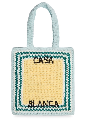 Casablanca Logo Striped Crochet-knit Tote - Yellow