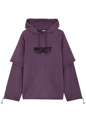 Rotate Sunday Enzyme Layered Hooded Cotton Sweatshirt - Dark Purple - L (UK14 / L)