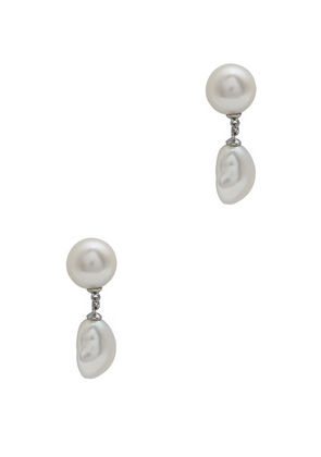 Kenneth Jay Lane Baroque Pearl and Sterling Silver Drop Earrings