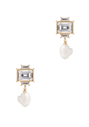 Kenneth Jay Lane Crystal and Pearl-embellished Drop Earrings - Gold