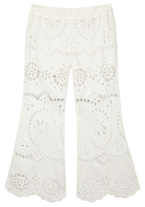 Zimmermann Lexi Embroidered Cut-out Linen Trousers - Ivory - 1 (UK 10 / S)