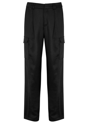 Paige Malika Satin Cargo Trousers - Black - 2 (UK6 / XS)