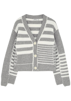 Jonathan Simkhai Adara Striped Wool-blend Cardigan - Grey - S (UK8-10 / S)