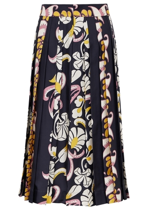 Tory Burch Printed Pleated Silk Midi Skirt - Multicoloured - 8 (UK12 / M)