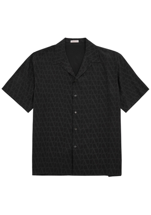Valentino Vlogo-monogrammed Silk Shirt - Black - 48 (IT48 / M)