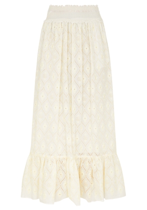 Gucci Broderie Anglaise Cotton Maxi Skirt - Ivory - 40 (UK8 / S)