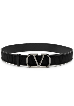 Valentino Garavani VLogo Jacquard Leather Belt - Black