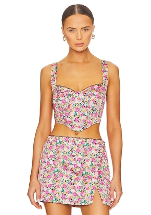 For Love & Lemons Gladiola Crop Top in Pink. Size M, XS.