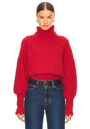 GRLFRND Elya Turtleneck Sweater in Red. Size L, S, XS.