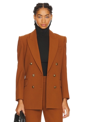 FRAME Double Breasted Slim Blazer in Cognac. Size 0, 10, 8.