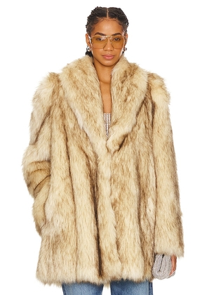 CULTNAKED Purrr Faux Fur Coat in Beige. Size XS/S.
