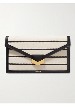 DeMellier - + Net Sustain London Leather-trimmed Striped Cotton-canvas Clutch - White - One size