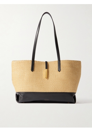 DeMellier - + Net Sustain Tokyo Large Leather-trimmed Raffia Tote - Neutrals - One size
