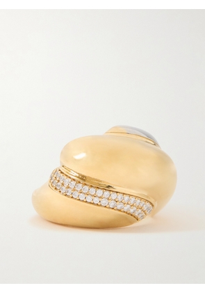 SAINT LAURENT - Whirlwind Gold-tone Crystal Ring - 6,7