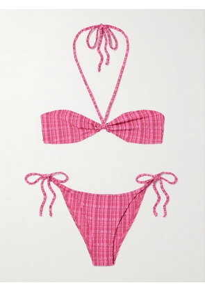 Lisa Marie Fernandez - Striped Seersucker Halterneck Bikini - Pink - 0,1,2,3,4