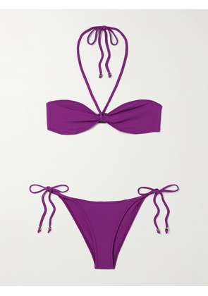 Lisa Marie Fernandez - Embellished Crepe Halterneck Bikini - Purple - 0,1,2,3,4