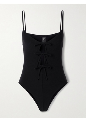 Lisa Marie Fernandez - Tie-detailed Crepe Swimsuit - Black - 0,1,2,3,4