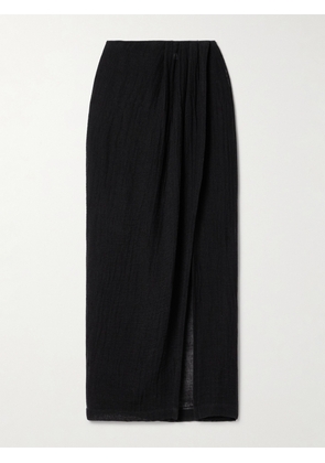 Lisa Marie Fernandez - Crinkled Linen-blend Gauze Maxi Skirt - Black - 0,1,2,3,4