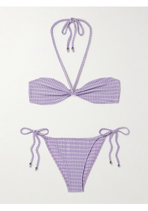 Lisa Marie Fernandez - Metallic Seersucker Halterneck Bikini - Purple - 0,1,2,3,4