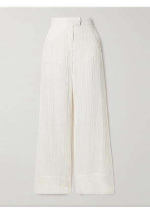 Lisa Marie Fernandez - Crinkled Linen-blend Gauze Wide-leg Pants - Ivory - 0,1,2,3,4