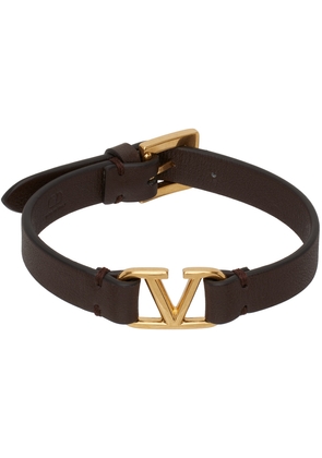 Valentino Garavani Brown VLogo Signature Leather Bracelet