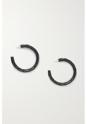 Alaïa - Twisted Leather And Silver-tone Hoop Earrings - Black - One size